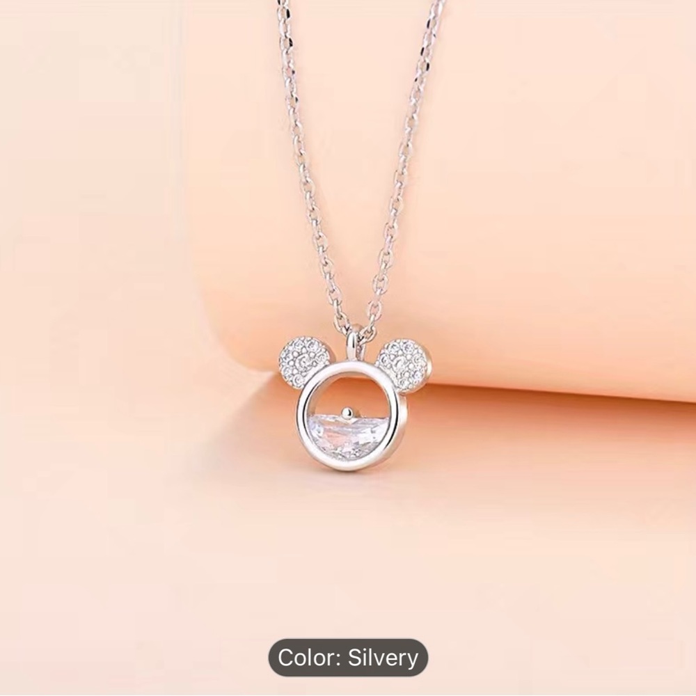 Sparkling mouse shaped‎ necklace girls silvery